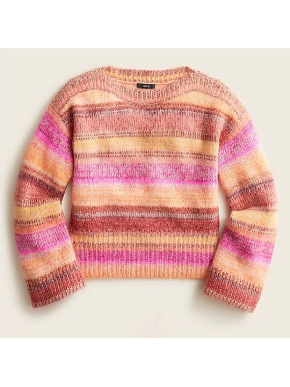 J.Crew Wide-Sleeve Alpaca-Blend Sweater in Ombré Stripe Sz M - Picture 3 of 8